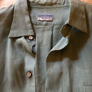 Clayton & Frinton mint green linen shirt